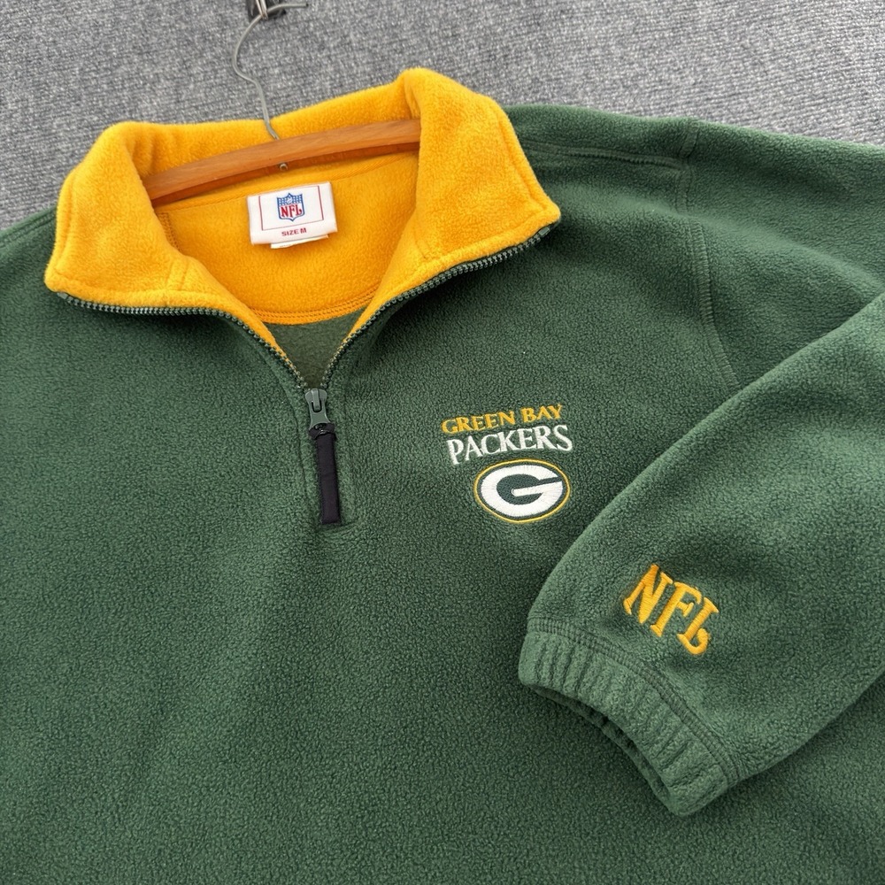 Y2K 2000s NFL Green Bay Packers Quarter Zip Fleece Pullover Medium